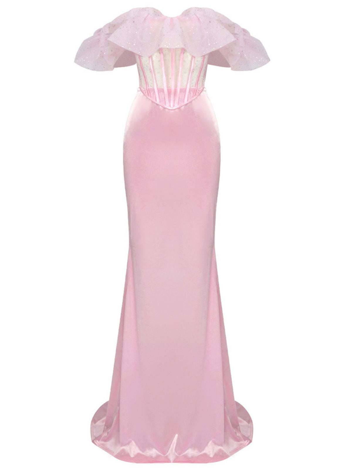 Garnet Off Shoulder Corset Satin Skirt Set-Mix MIx Style