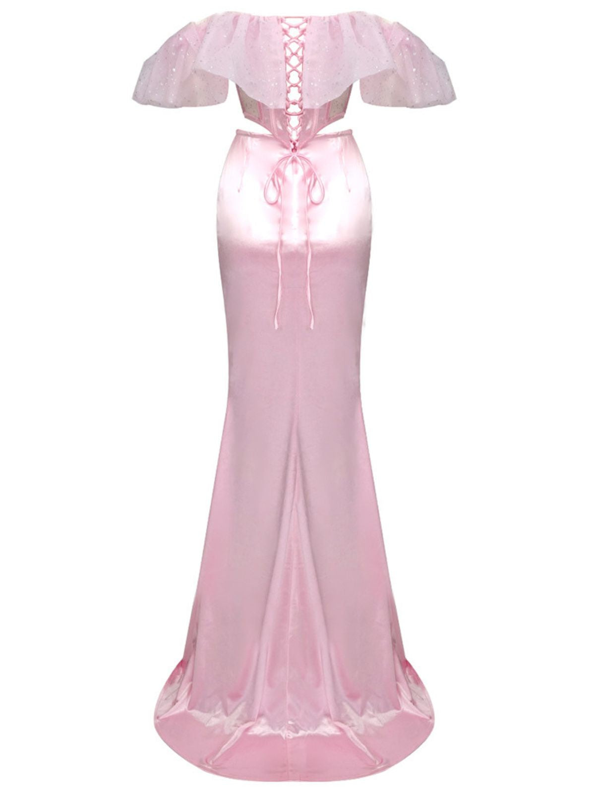 Garnet Off Shoulder Corset Satin Skirt Set-Mix MIx Style