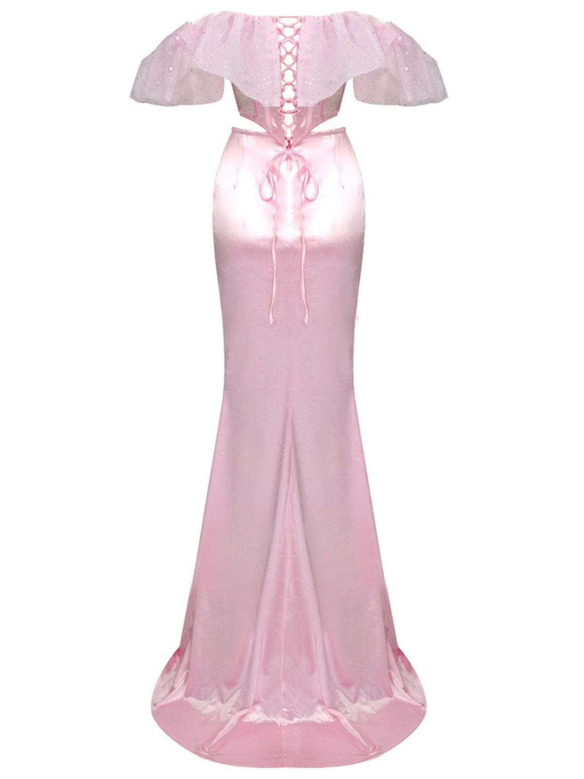 Garnet Off Shoulder Corset Satin Skirt Set-Mix MIx Style