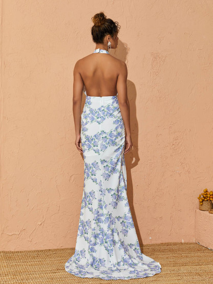 White Floral Split Maxi Dress | Mix Mix Style [Hot Seller]-Mix MIx Style