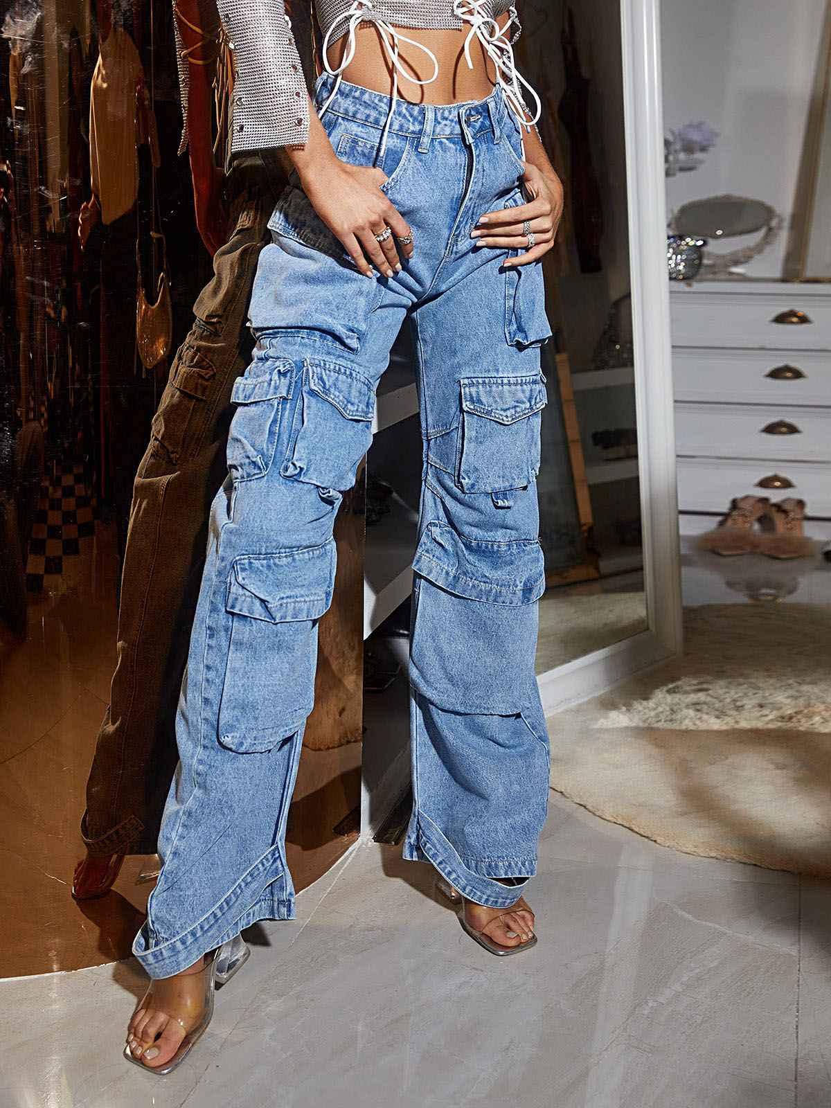 Giulia Denim Pants In Blue-Mix MIx Style