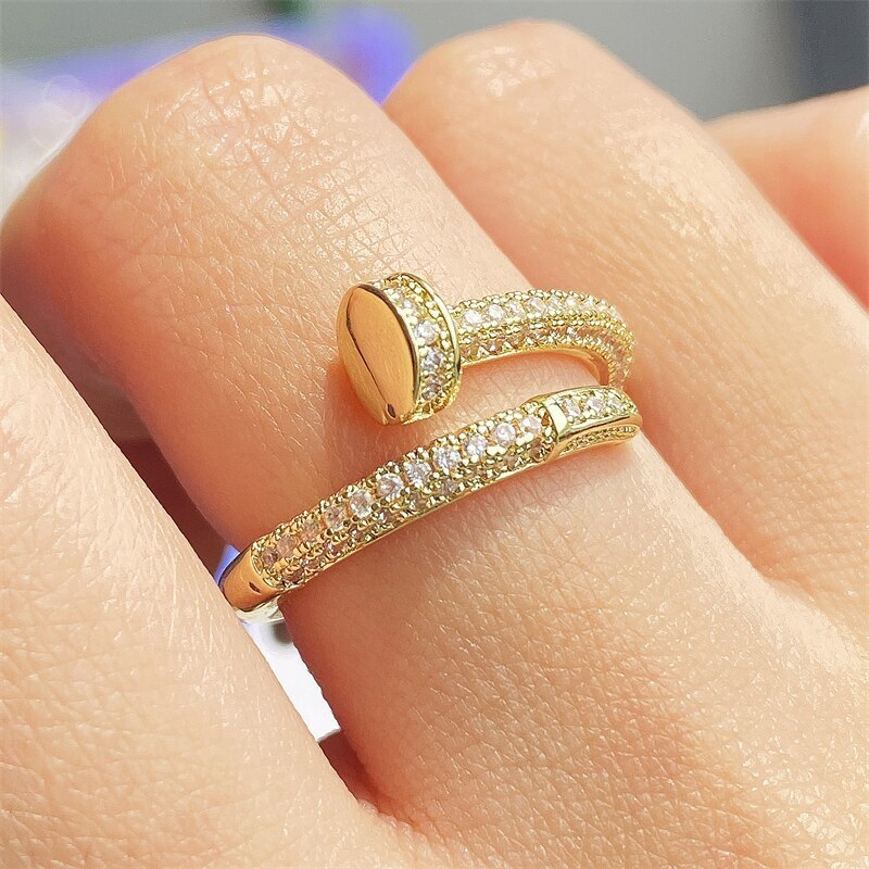 Geometric 18k Gold Plated with Moissanite Diamonds Ring | Mix Mix Style [Hot Seller]-Mix MIx Style