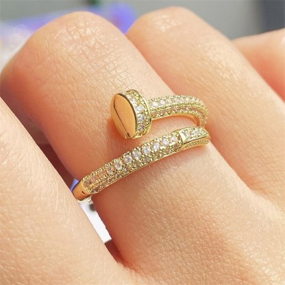 Geometric 18k Gold Plated with Moissanite Diamonds Ring | Mix Mix Style [Hot Seller]-Mix MIx Style