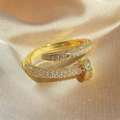 Geometric 18k Gold Plated with Moissanite Diamonds Ring | Mix Mix Style [Hot Seller]-Mix MIx Style