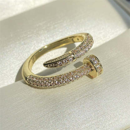 Geometric 18k Gold Plated with Moissanite Diamonds Ring | Mix Mix Style [Hot Seller]-Mix MIx Style