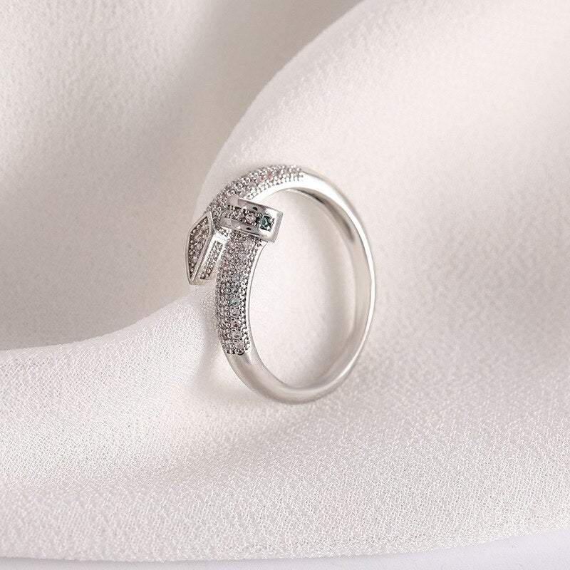 Geometric 18k Gold Plated with Moissanite Diamonds Ring | Mix Mix Style [Hot Seller]-Mix MIx Style