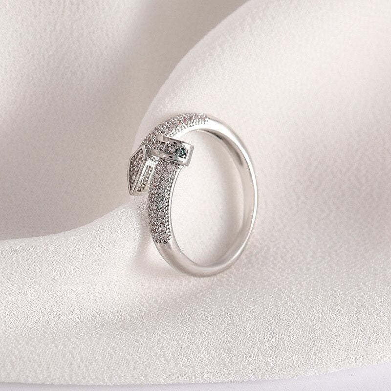 Geometric 18k Gold Plated with Moissanite Diamonds Ring | Mix Mix Style [Hot Seller]-Mix MIx Style