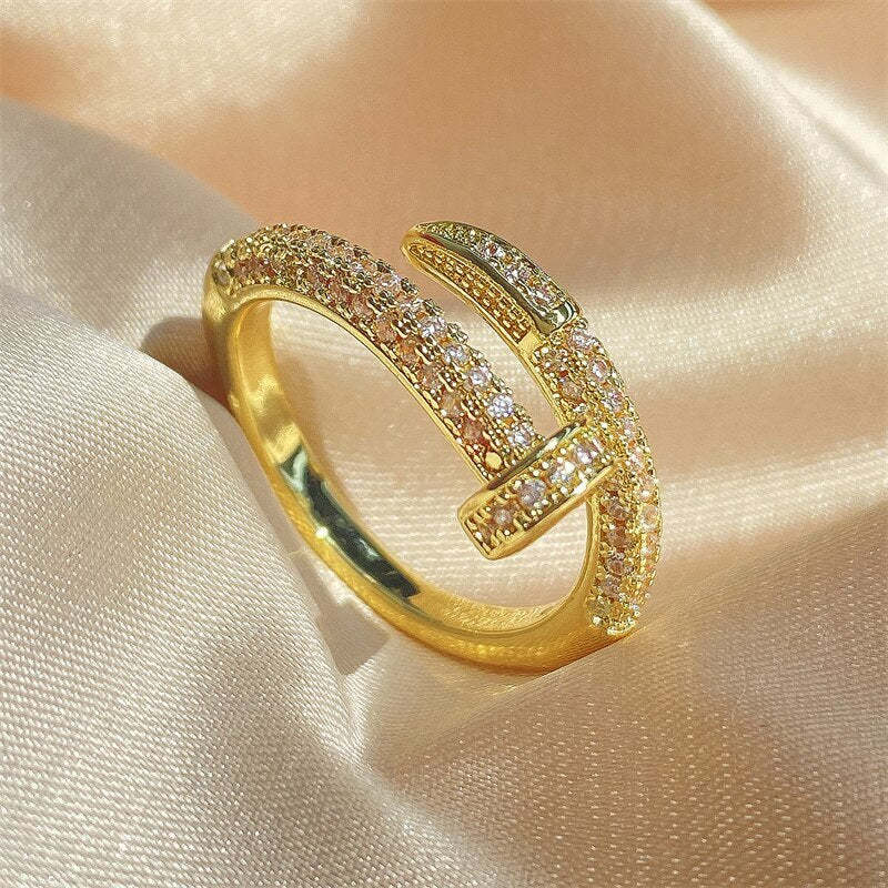 Geometric 18k Gold Plated with Moissanite Diamonds Ring | Mix Mix Style [Hot Seller]-Mix MIx Style