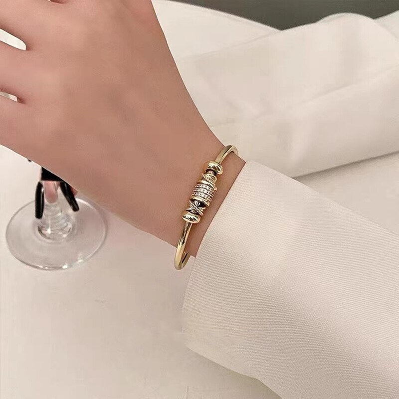 18k Gold Plated Adjustable  Cuff Bracelet with Moissanite Diamonds | Mix Mix Style [Hot Seller]-Mix MIx Style