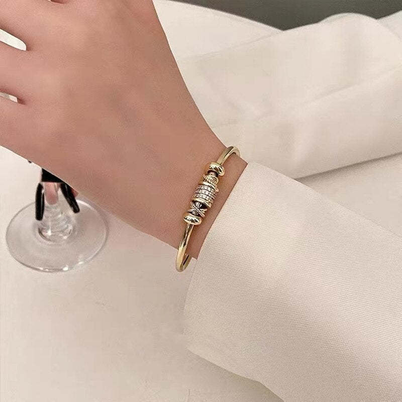 18k Gold Plated Adjustable  Cuff Bracelet with Moissanite Diamonds | Mix Mix Style [Hot Seller]-Mix MIx Style