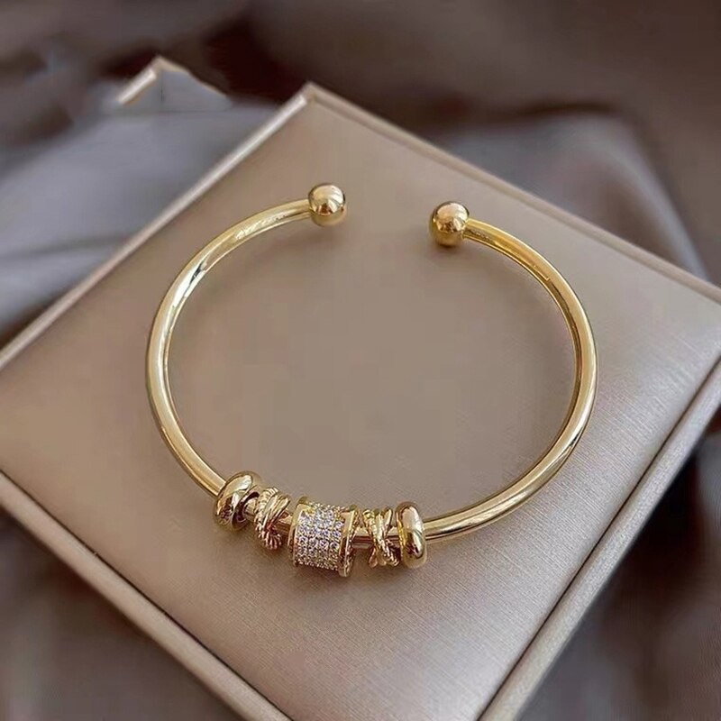 18k Gold Plated Adjustable  Cuff Bracelet with Moissanite Diamonds | Mix Mix Style [Hot Seller]-Mix MIx Style