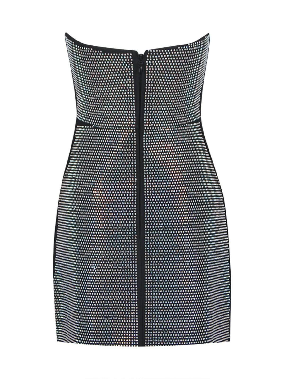 Silver Strapless Rhinestone Bandage Dress | Mix Mix Style [Hot Seller]-Mix MIx Style