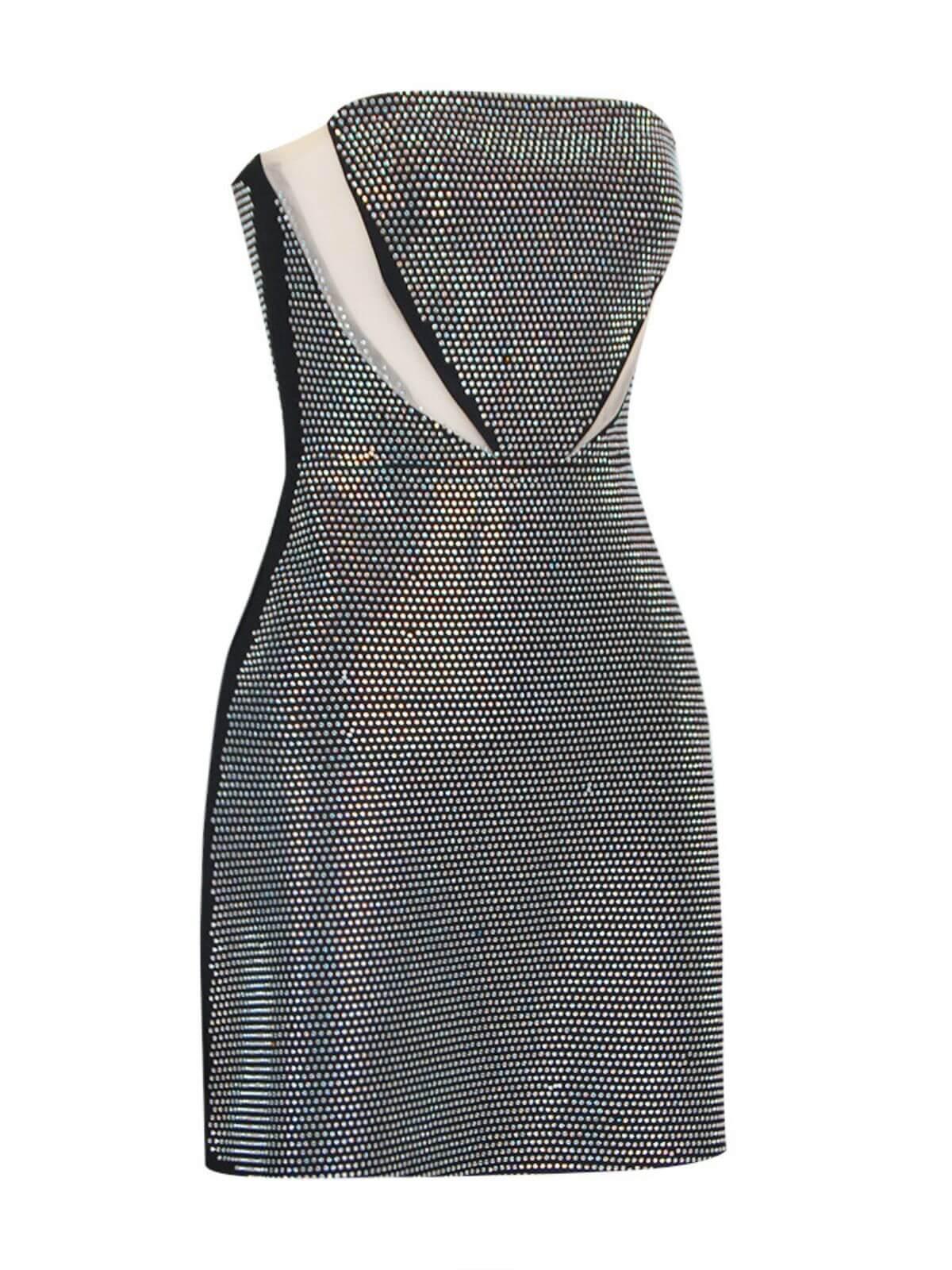 Silver Strapless Rhinestone Bandage Dress | Mix Mix Style [Hot Seller]-Mix MIx Style