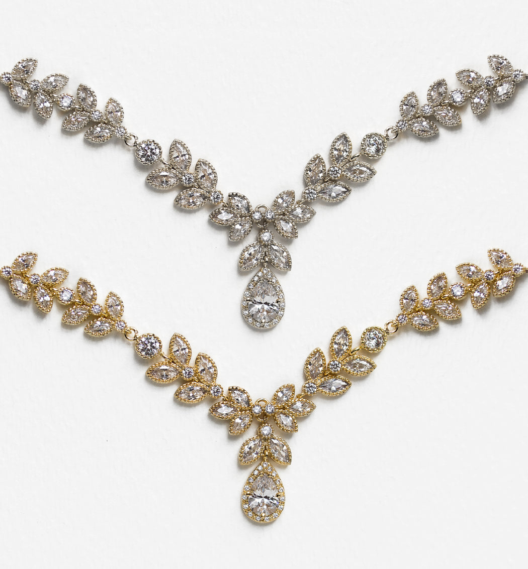 Boho Crystal Leaf Hair 18K White Gold Vine Halo | Mix Mix Style [Hot Seller]-Mix MIx Style