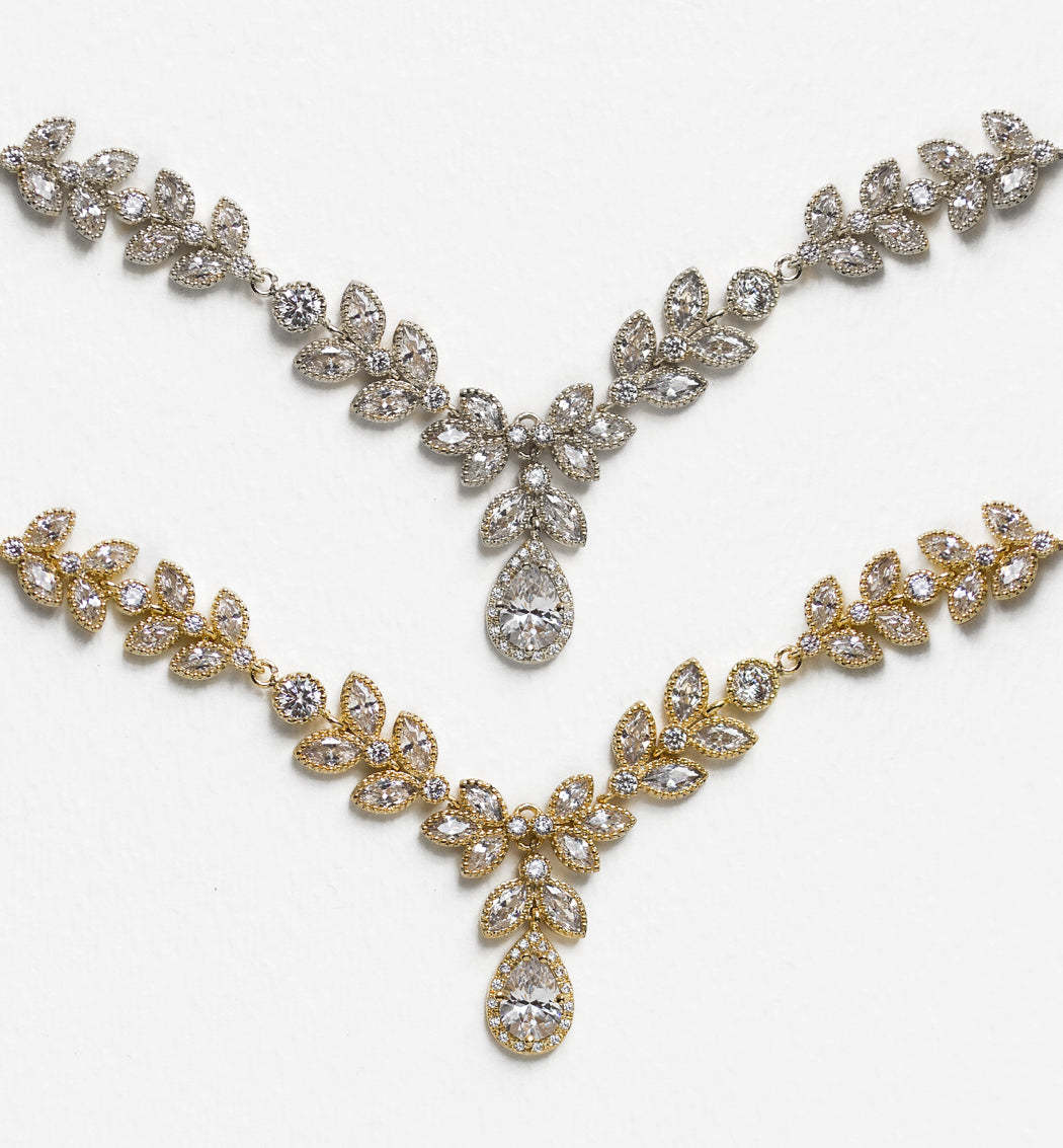 Boho Crystal Leaf Hair 18K White Gold Vine Halo | Mix Mix Style [Hot Seller]-Mix MIx Style