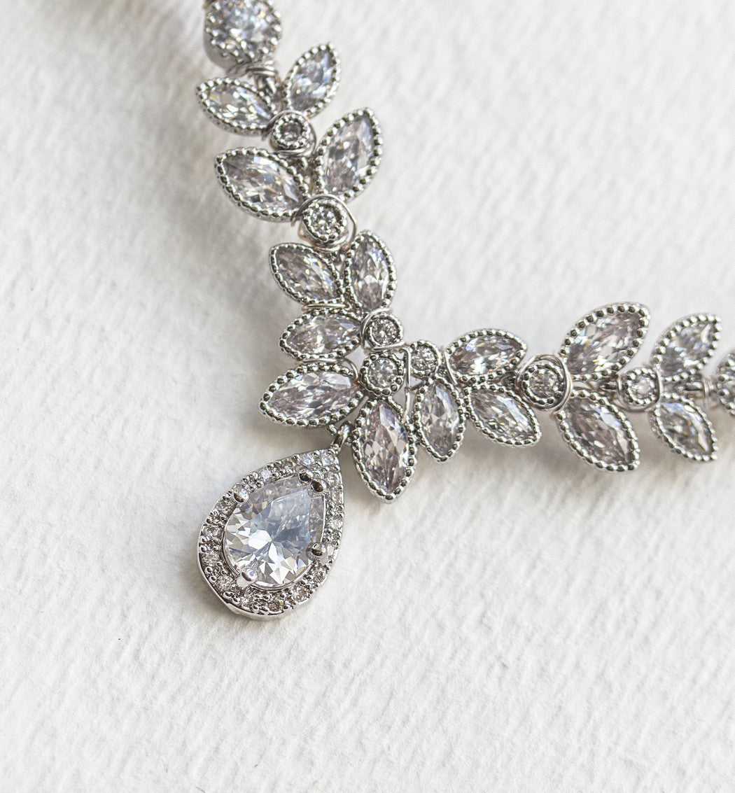 Boho Crystal Leaf Hair 18K White Gold Vine Halo | Mix Mix Style [Hot Seller]-Mix MIx Style