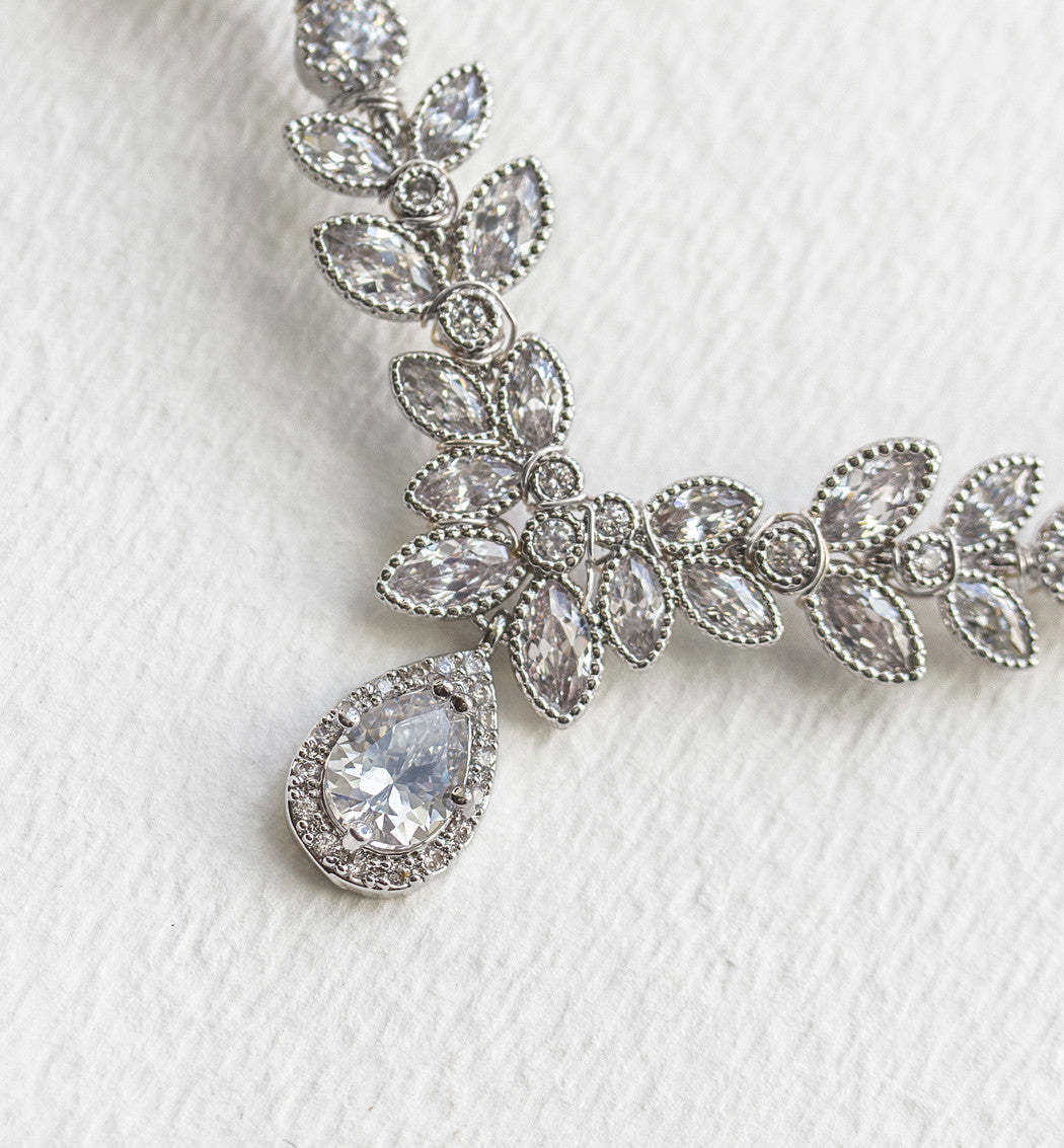 Boho Crystal Leaf Hair 18K White Gold Vine Halo | Mix Mix Style [Hot Seller]-Mix MIx Style