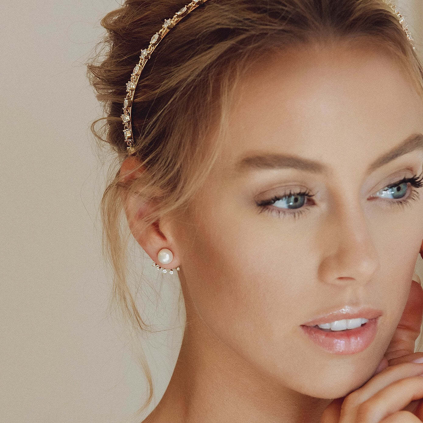 Perl Moissanite 14K Gold Plated Ear Jacket | Mix Mix Style [Hot Seller]-Mix MIx Style