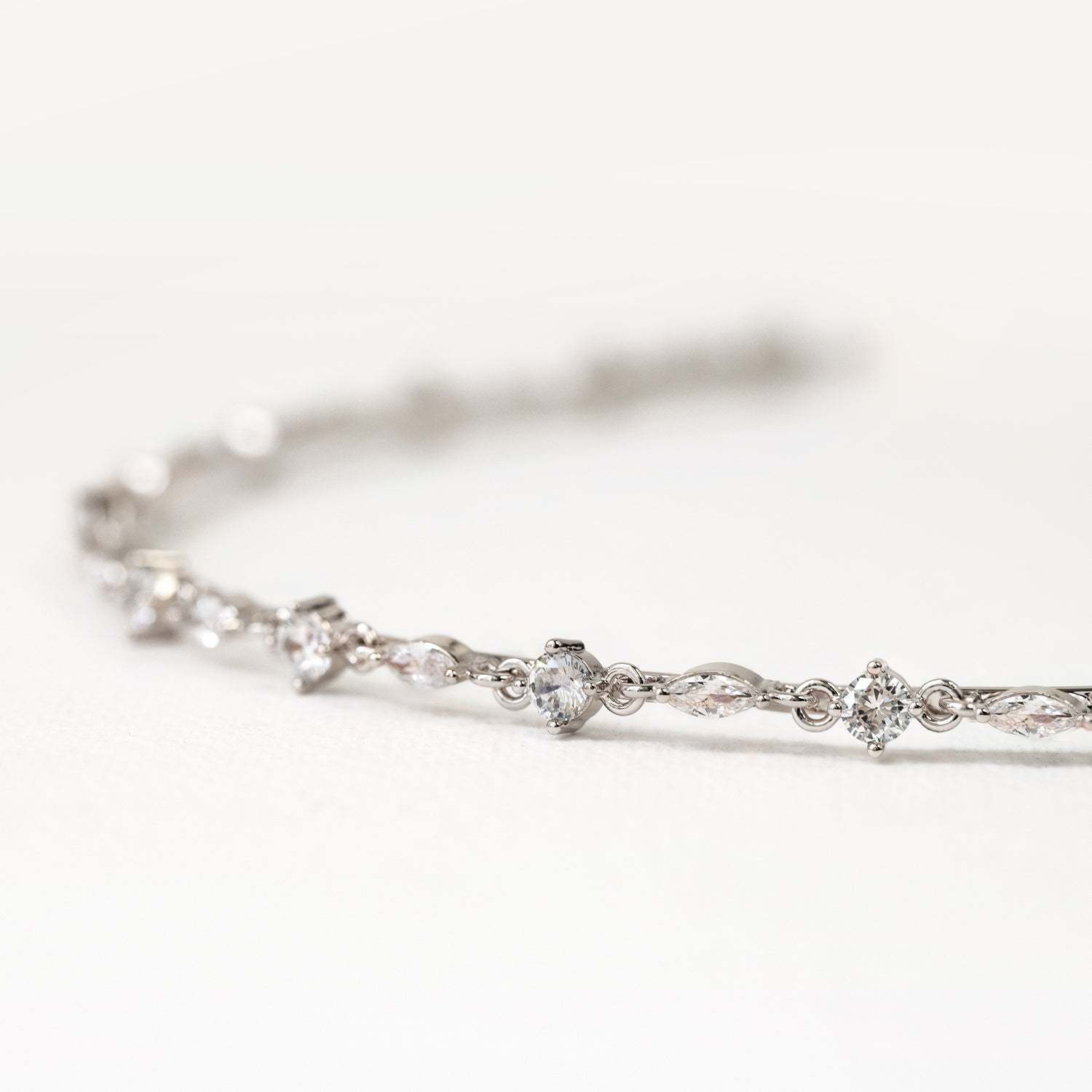 Marquise Crystal Dainty 18K White Gold Headband | Mix Mix Style [Hot Seller]-Mix MIx Style