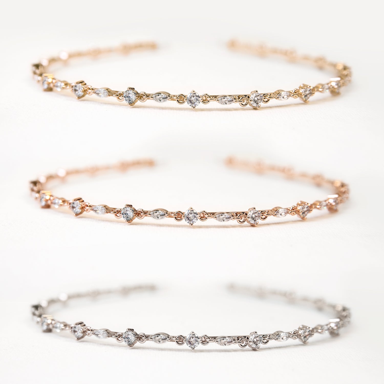 Marquise Crystal Dainty 18K White Gold Headband | Mix Mix Style [Hot Seller]-Mix MIx Style