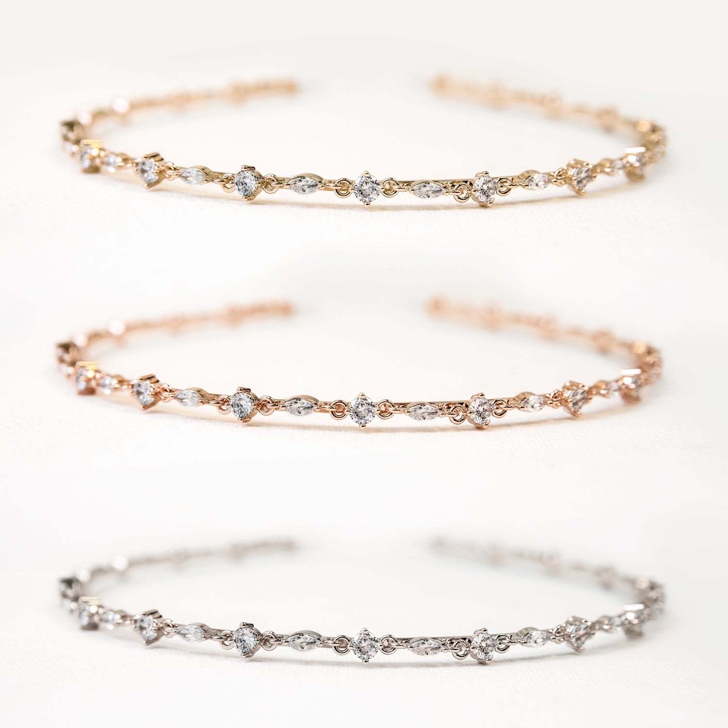 Marquise Crystal Dainty 18K White Gold Headband | Mix Mix Style [Hot Seller]-Mix MIx Style