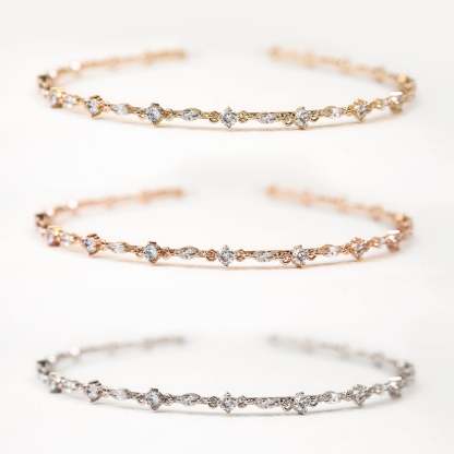 Marquise Crystal Dainty 18K White Gold Headband | Mix Mix Style [Hot Seller]-Mix MIx Style