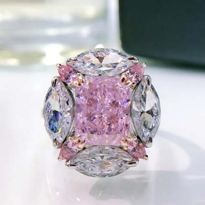 Flower Pink Diamond Ring  Moissanite Diamond Ring  Wedding Rings Bridal Engagement Jewelry Mix Mix Style [Hot Seller]-Mix MIx Style