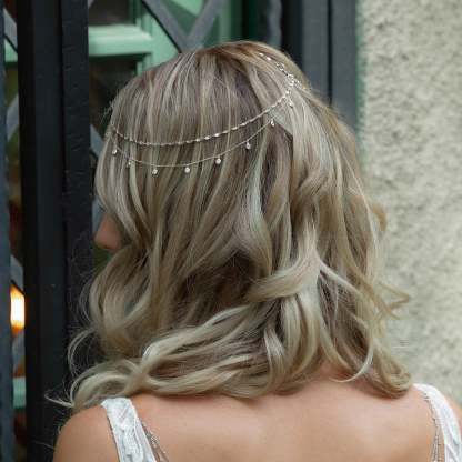 Crystal Chain 18K White Gold Headpiece | Mix Mix Style [Hot Seller]-Mix MIx Style