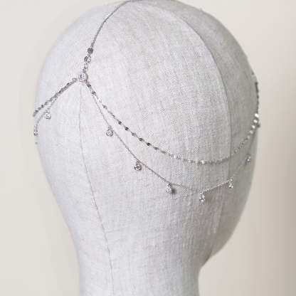 Crystal Chain 18K White Gold Headpiece | Mix Mix Style [Hot Seller]-Mix MIx Style