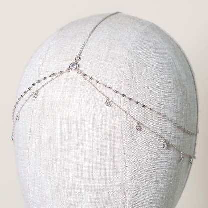 Crystal Chain 18K White Gold Headpiece | Mix Mix Style [Hot Seller]-Mix MIx Style