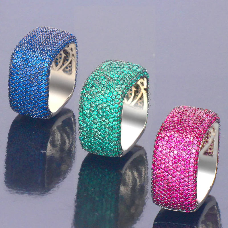 Bride Talk Luxury Big Square Rings Unique Design Colorful Cubic Zirconia Fashion Bridal Jewelry For Wedding Women Accessories