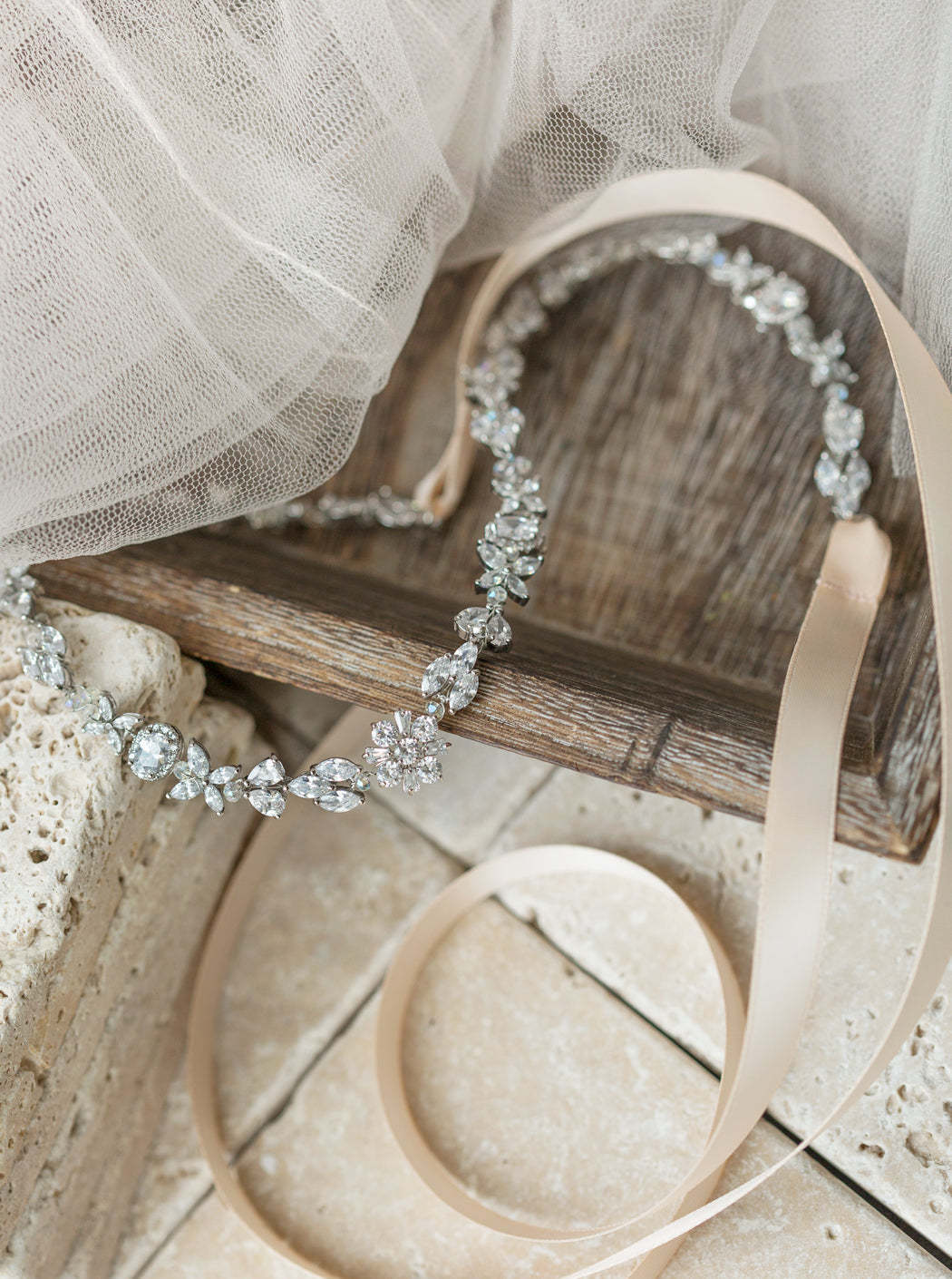 Fleur Crystal Headpiece with Ribbon Tie | Mix Mix Style [Hot Seller]-Mix MIx Style