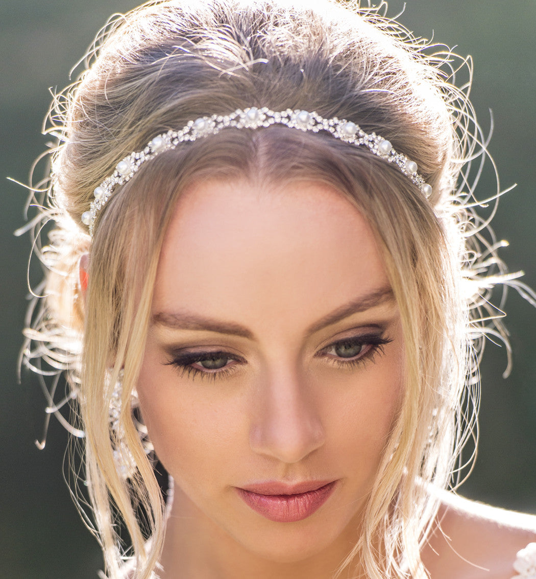 Pearl & Crystal 18K White Gold Headband | Mix Mix Style [Hot Seller]-Mix MIx Style