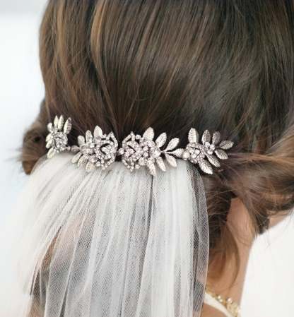 Vintage Leaf Crystal 18K White Gold Hair Comb | Mix Mix Style [Hot Seller]-Mix MIx Style