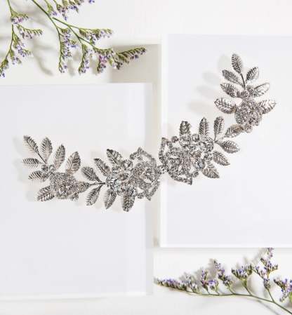 Vintage Leaf Crystal 18K White Gold Hair Comb | Mix Mix Style [Hot Seller]-Mix MIx Style