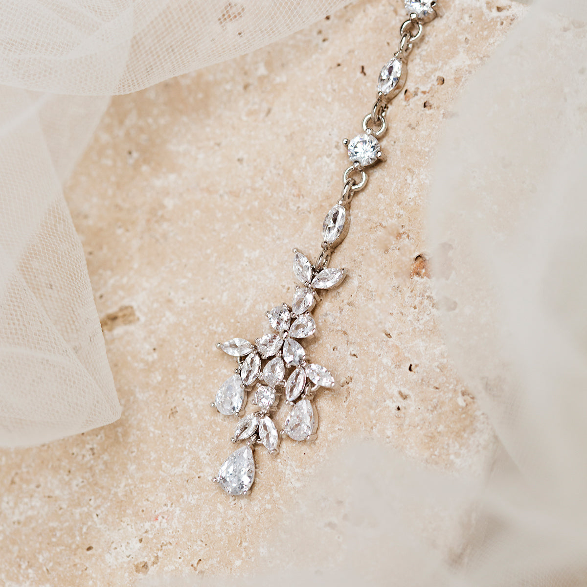 Marquise Maang 18K White Gold Tikka | Mix Mix Style [Hot Seller]-Mix MIx Style