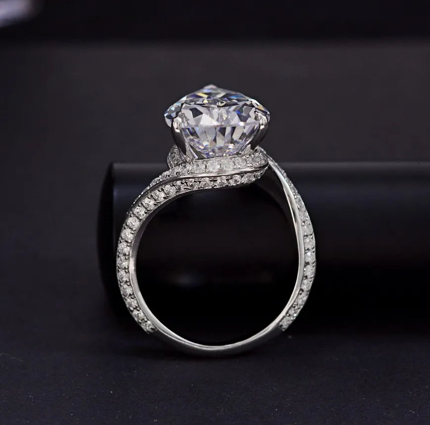 White Pear Cut Moissanite Diamonds 18k White Gold Plated Luxury Engagement Ring | Mix Mix Style-Mix MIx Style