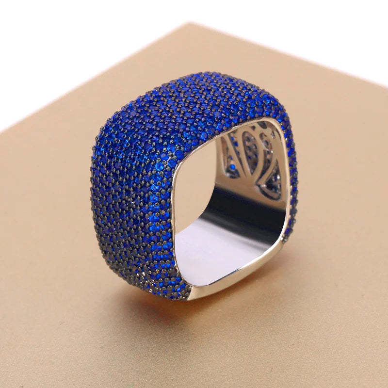 Bride Talk Luxury Big Square Rings Unique Design Colorful Cubic Zirconia Fashion Bridal Jewelry For Wedding Women Accessories