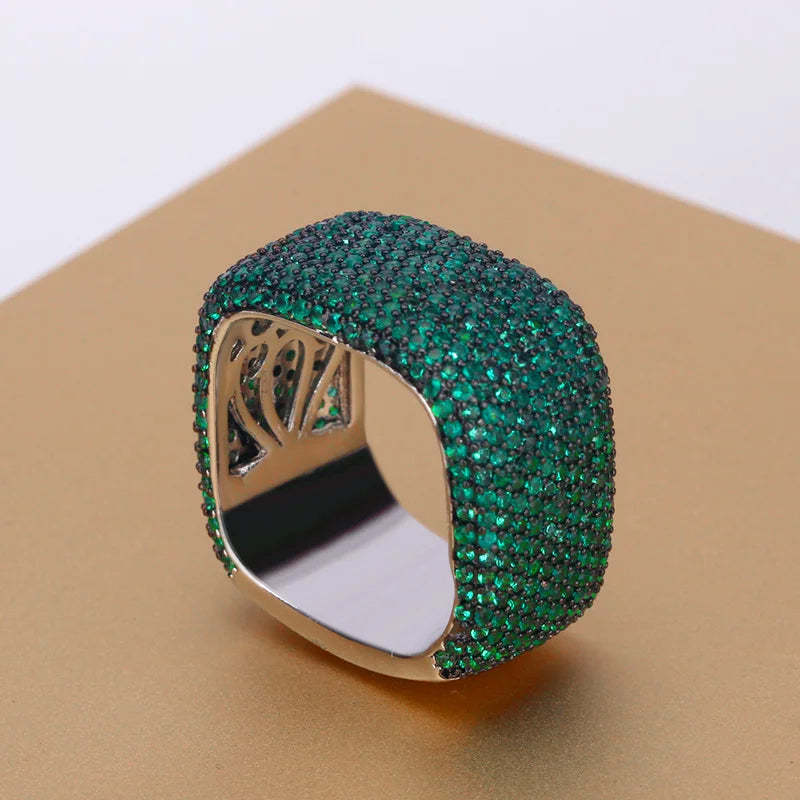 Bride Talk Luxury Big Square Rings Unique Design Colorful Cubic Zirconia Fashion Bridal Jewelry For Wedding Women Accessories