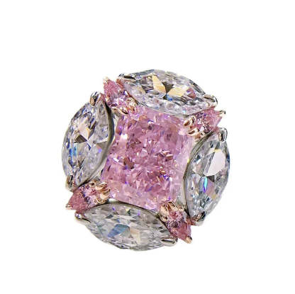 Flower Pink Diamond Ring  Moissanite Diamond Ring  Wedding Rings Bridal Engagement Jewelry Mix Mix Style [Hot Seller]-Mix MIx Style