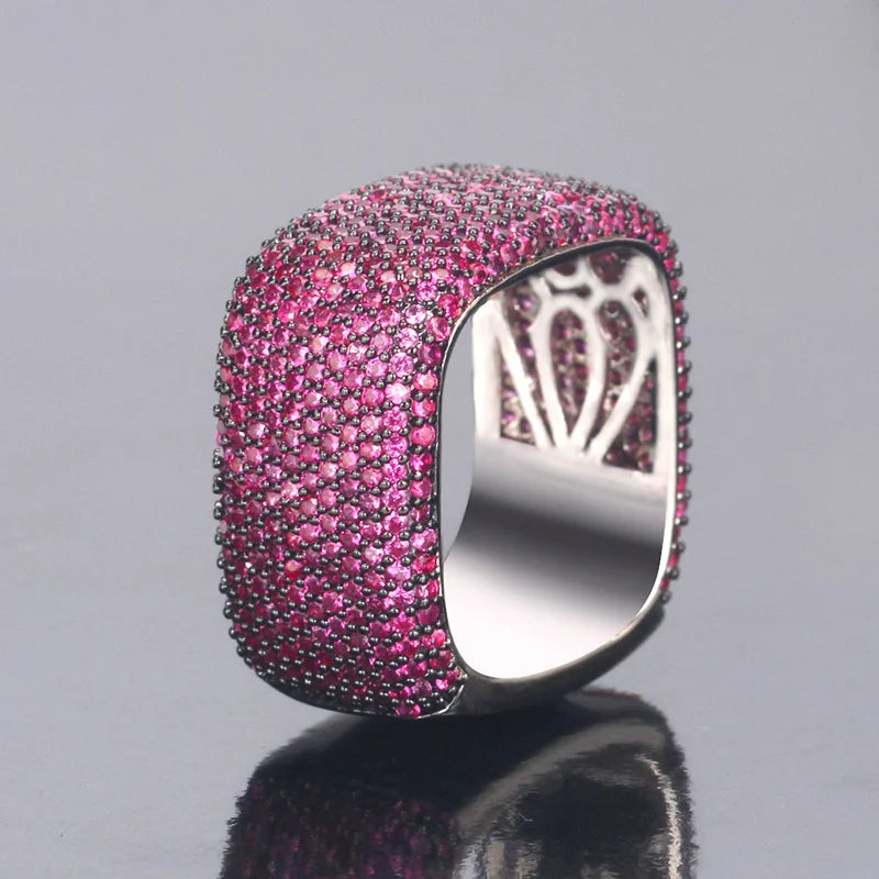 Bride Talk Luxury Big Square Rings Unique Design Colorful Cubic Zirconia Fashion Bridal Jewelry For Wedding Women Accessories