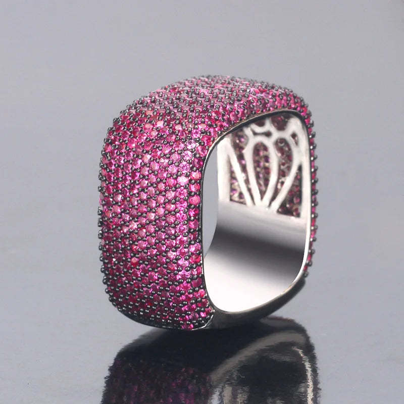 Bride Talk Luxury Big Square Rings Unique Design Colorful Cubic Zirconia Fashion Bridal Jewelry For Wedding Women Accessories-Mix MIx Style