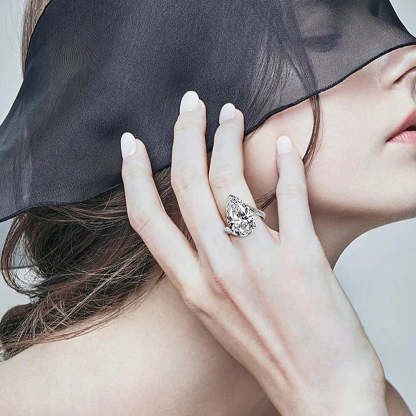 White Pear Cut Moissanite Diamonds 18k White Gold Plated Luxury Engagement Ring | Mix Mix Style-Mix MIx Style