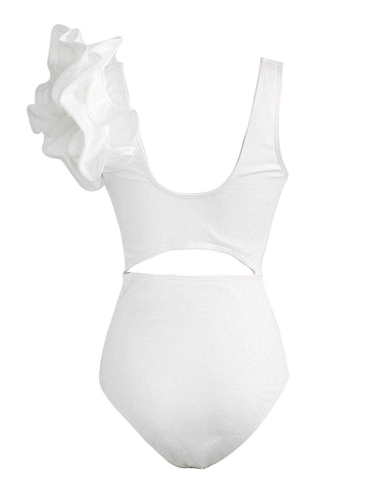 White Ruffle Cutout One Piece Swimsuit | Mix Mix Style-Mix MIx Style