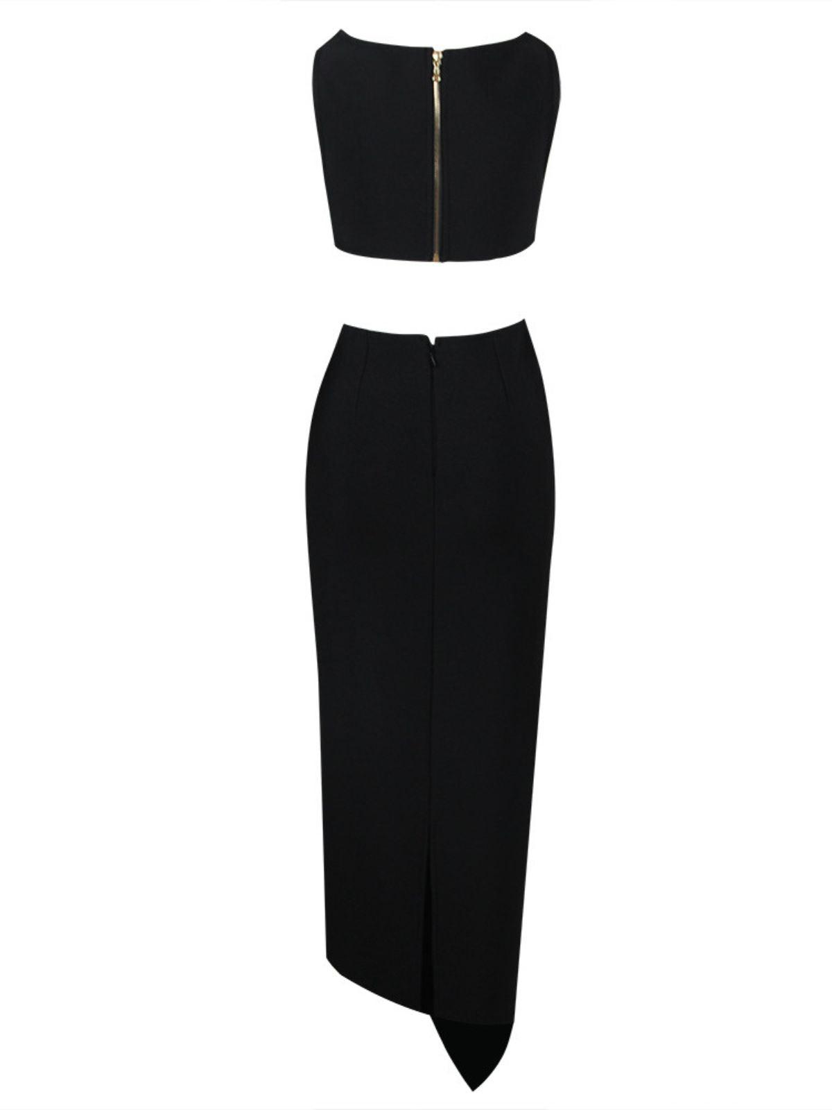 Black Cutout Bandage Top & Maxi Skirt Set | Mix Mix Style [Hot Seller]-Mix MIx Style