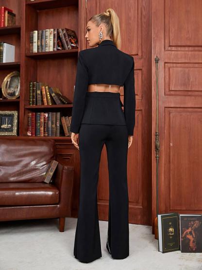 Helia Cutout Rhinestone Blazer Set-Mix MIx Style