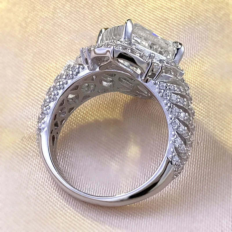 Hollow 10mm Moissanite Diamond Ring 100% Real 925 Sterling Silver Party Wedding Band Rings for Women Men Engagement Jewelry-Mix MIx Style