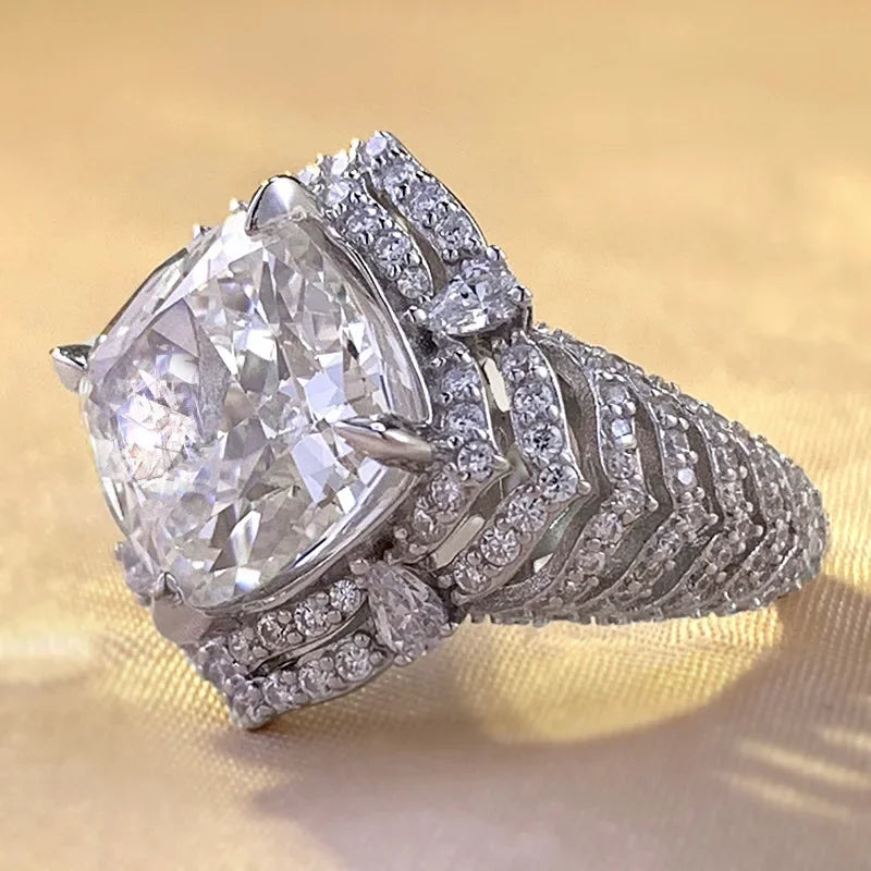 Hollow 10mm Moissanite Diamond Ring 100% Real 925 Sterling Silver Party Wedding Band Rings for Women Men Engagement Jewelry-Mix MIx Style
