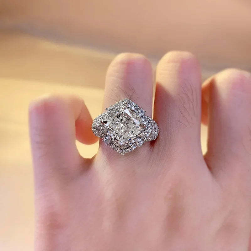 Hollow 10mm Moissanite Diamond Ring 100% Real 925 Sterling Silver Party Wedding Band Rings for Women Men Engagement Jewelry-Mix MIx Style