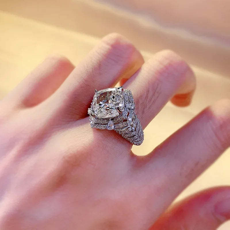 Hollow 10mm Moissanite Diamond Ring 100% Real 925 Sterling Silver Party Wedding Band Rings for Women Men Engagement Jewelry-Mix MIx Style
